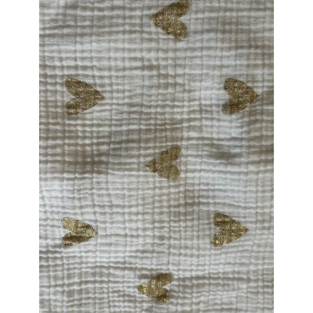 Cloud Island Muslin Lovey Baby Security Blanket White Metallic Gold Heart Swaddl